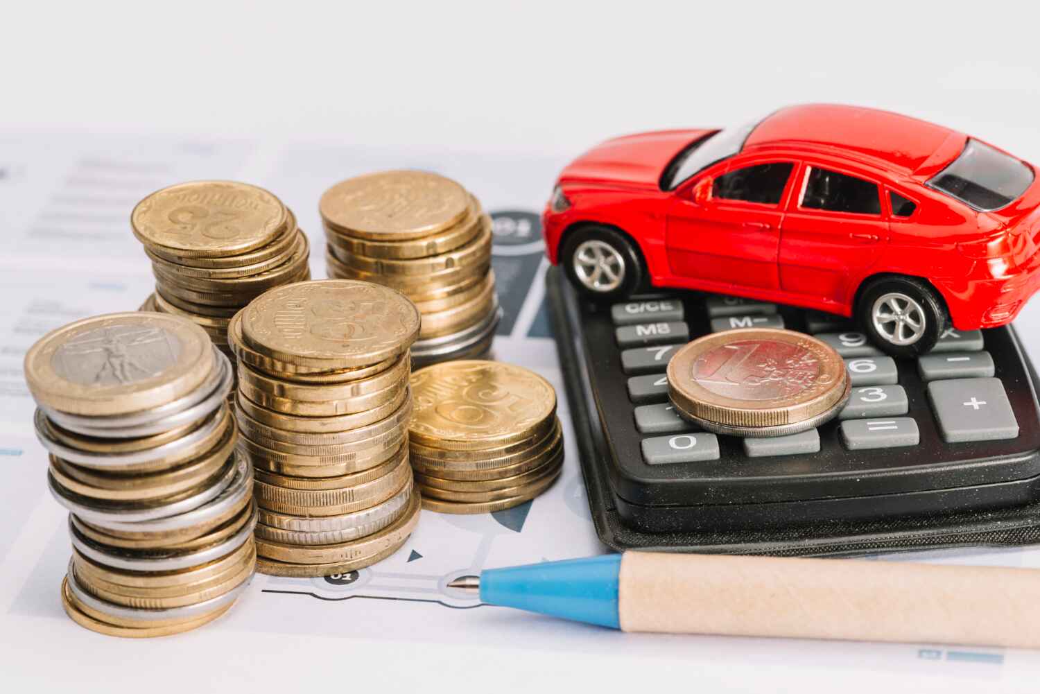 Coin Money car calculator and pen presented by SK Financial Services https://skfinancial.co