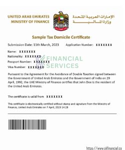 Tax Residency Certificate Sample presented by SK Financial Services https://skfinancial.co