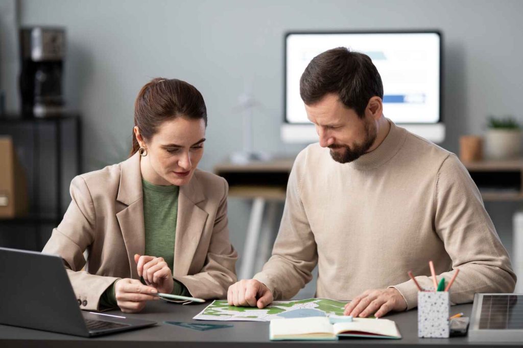 A woman assist a man, Assistance presented by SK Financial Services https://skfinancial.co